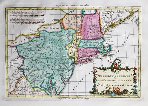 Kaart van het Noordlyk Gedeelte der Vereenigde Staaten van Noord Amerika. - North America Maryland New Jersey
