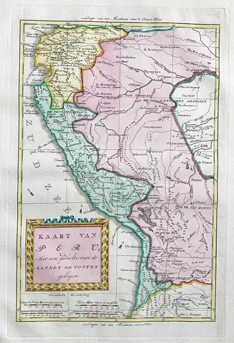 Kaart van Peru, Met een gedeelte van de Landen ten Oosten gelegen. - Peru South America Südamerika map Karte