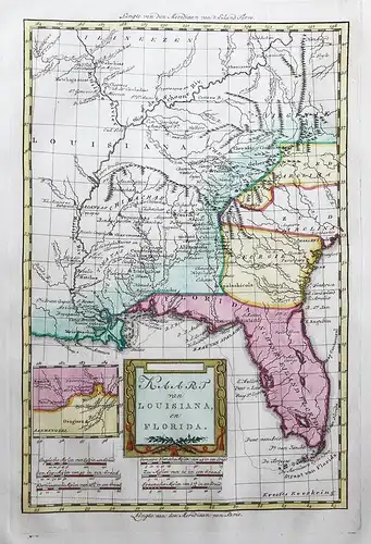 Kaart van Louisiana, en Florida - Louisiana Florida Georgia Carolina North America map Karte