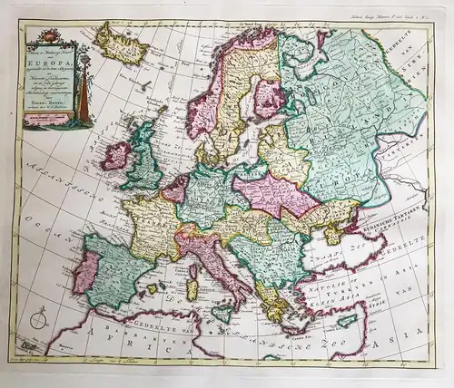 Nieuwe en Naukeurige Kaart van Europa, opgemaakt uit de beste Schryveren en Nieuwste Landkaarten en in orde ge
