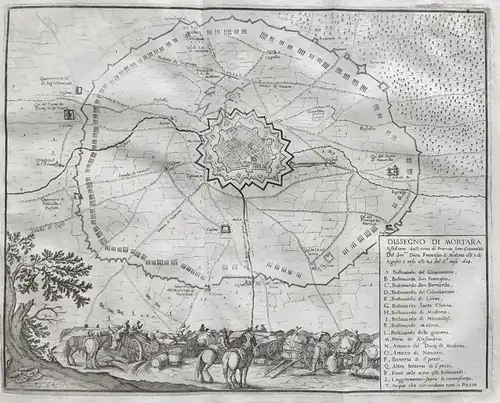 Dissegno di Mortara assediata dall'armi di Francia fatto il commado del Ser.mo Duca Francesco di modona alli 3
