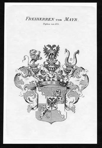 Freiherren Mayr - Mayr Wappen Adel coat of arms heraldry Heraldik Kupferstich