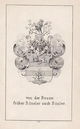 Von der Rosen früher Röseler auch Rösler - Rosen Röseler Rösler Wappen heraldry Heraldik coat of arms Adel