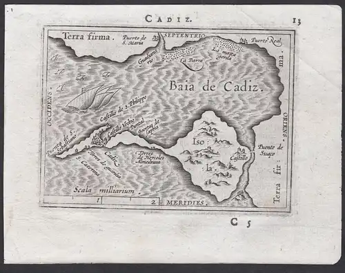 Cadiz - Cadiz Andalucia Espana Spain Spanien Karte map / Atlas / Epitome / Theatro del Mondo