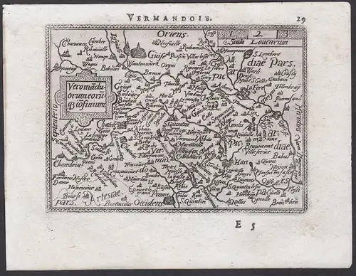 Vermandois - Vermandois Picardie carte gravure Karte map / Atlas / Epitome / Theatro del Mondo