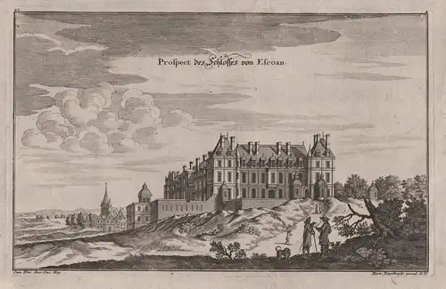 Prospect des Schlosses von Escoan - Chateau d'Ecouen Paris gravure