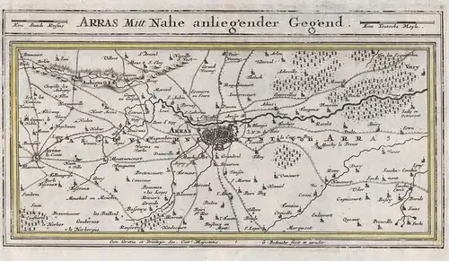 Arras Mitt Nahe anliegender Gegend - Arras map carte Karte Hauts-de-France gravure