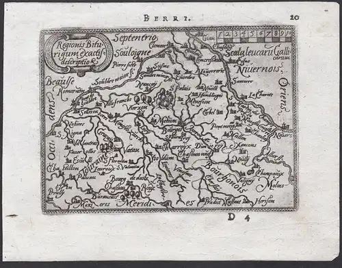 Berri / Regionis Biturigum exactiss. descriptio - Bourges Berry gravure carte Karte map / Atlas / Epitome / Th