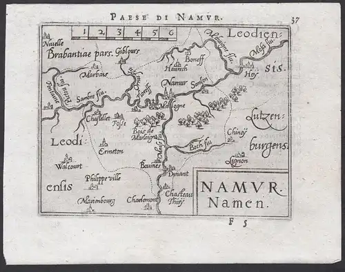 Paese di Namur / Namur Namen - Namur Belgique Belgium Belgien Karte map / Atlas / Epitome / Theatro del Mondo