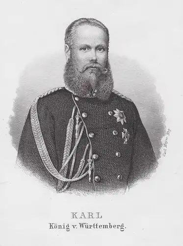 Karl König v. Württemberg. - Karl Friedrich Alexander von Württemberg (1823-1891) Portrait