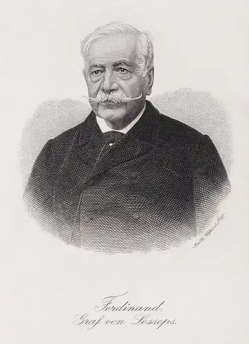 Ferdinand Graf von Lesseps. - Ferdinand de Lesseps (1805-1894) France Diplomat Portrait