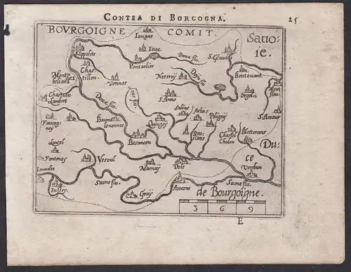 Conta di Borgogna. Bourgoigne - Bourgogne Burgund France carte Karte map / Atlas / Epitome / Theatro del Mondo