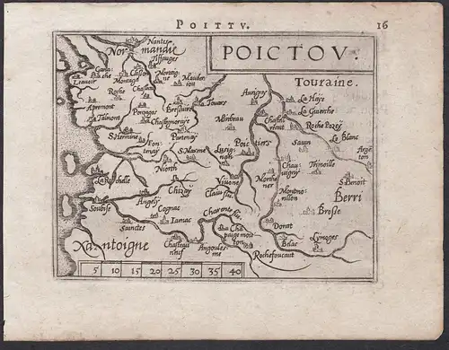 Poittu. Poictou - Poitou Poitiers France carte Karte map / Atlas / Epitome / Theatro del Mondo