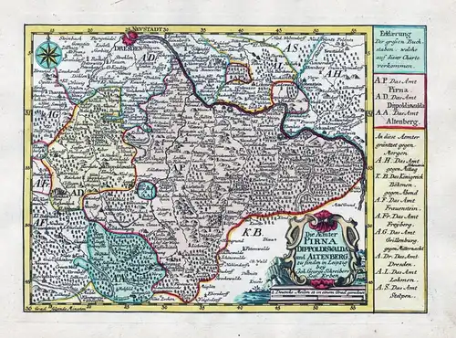 Die Aemter Pirna Dippoldiswalda und Altenberg - Pirna Dippoldiswalde Altenberg Sachsen map Karte