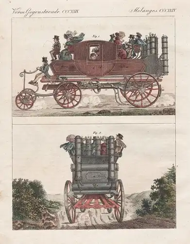 Verm. Gegenstände CCCXXIX - Gurney's Dampfkutsche - Gurney's steam coach Kutsche carriage voiture a vapeur Kut