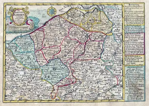 Die Grafschafft Flandern. - Flandern Vlaanderen Flandre Bruxelles Dendermunde Gent Brugge carte map carte