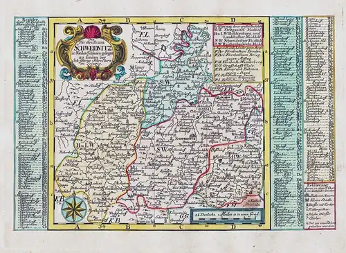 Das Fürstenthum Schweidnitz in Nieder Schlesien gelegen. - Swidnica Silesia Polska Polen Poland map Karte
