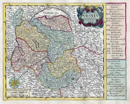 Das Herzogthum Savoyen. // Savoyen Savoie Savoia Susa Genfersee map carte