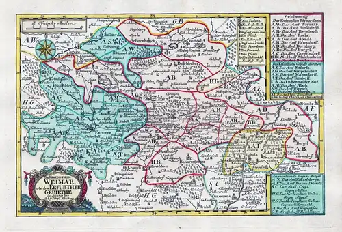 Das Herzogthum Weimar nebst dem Erfurther Gebiethe. - Weimar Erfurt Jena Apolda Sömmerda Thüringen Karte map