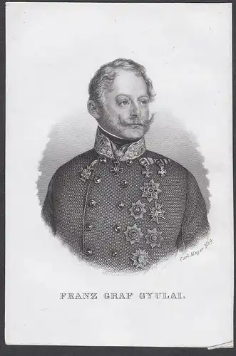 Franz Graf Gyulai. - Ignác Gyulay (1763-1881) Ungarn Hungary Portrait