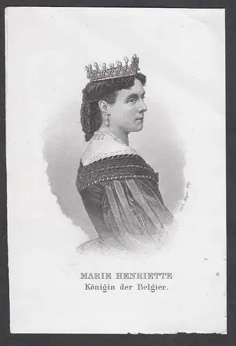 Marie Henriette Königin der Belgier. - Marie Henriette von Österreich (1836-1902) Portrait