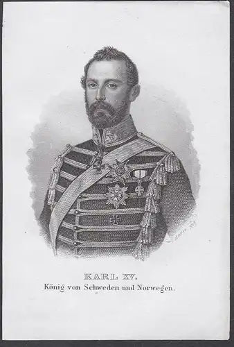 Karl XV. König von Schweden und Norwegen. - Karl XV (1826-1872) Sweden Sverige Norway Norge Portrait