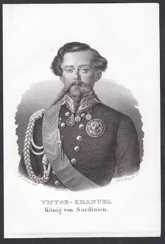 Victor-Emanuel König von Sardinien. - Vittorio Emanuele II di Savoia (1820-1878) King König re Sardinia Sardin