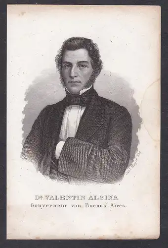 Dr. Valentin Alsina. Gouverneur von Buenos-Aires - Valentín Alsina (1802-1869) Politiker Argentina Politician