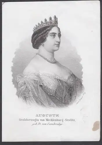 Auguste. Grossherzogin von Mecklenburg-Strelitz. - Augusta Karoline von Cambridge (1822-1916) Portrait