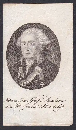 Johann Ernst. Graf v. Kunheim. - Johann Ernst von Kunheim (1730-1818) Generalleutnant Preußen Portrait