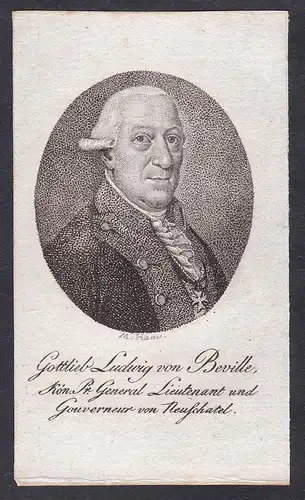 Gottlieb Ludwig von Beville. - Gottlieb Ludwig von Beville (1734-1810) Neuenburg General Portrait