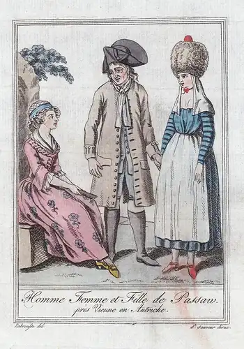 Homme Femme et Fille de Passaw pres Vienne en Autriche - Passau Bayern Bavaria Tracht Trachten costume