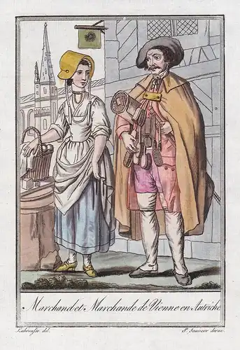Marchand et Marchande de Vienne en Autriche - Wien Vienna merchant Händler Tracht Trachten costume