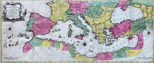 Carte Geographique representant la Mer Mediterranée ou la seconde Partie du Theatre de la Guerre entre les Rus