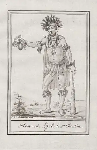 Homme de l'Isle Ste. Christine - Marquesas Islands French Polynesia Tracht Trachten costume