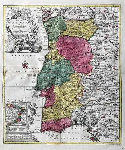 Regna Portugalliae et Algarbiae cum adjacentibus Hispaniae Provinciis Quibus in peculiari et minori Mappa adju