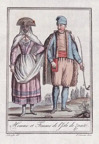 Homme et Femme de l'Isle de Zante - Zakynthos island Greece Tracht Trachten costume