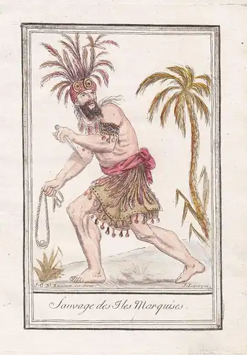 Sauvage des Iles Marquises - Marquesas Islands Te Fenua Enata Tracht Trachten costume
