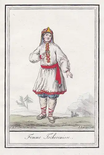 Femme Tscheremisse. - Russia Mari people Volga Kame river Tracht costumes