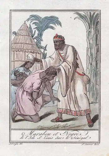 Marabou et Negre de l'Isle St. Louis dans le Senegal. - Senegal Saint Louis Island West Africa people  costume