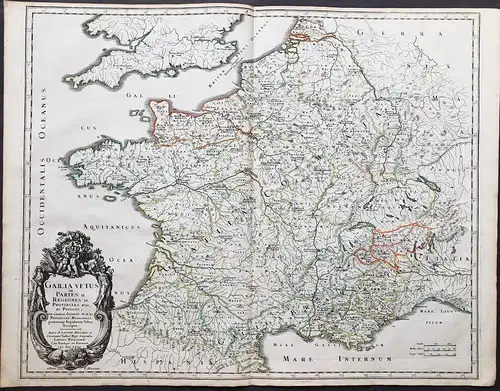 Gailia Vetus in Partes II, Regiones IV, Provincias XVII, et Populos. - France Gallia Gallien Frankreich map Ka