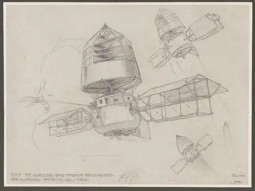- Spaceship Raumschiff concept drawing Zeichnung dessin signed signiert