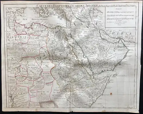 Carte de l'Egypte de la Nubie de l'Abissinie. - Egypt Ägypten Saudi Arabia Sudan Ethiophia Jemen Oman Karte ma