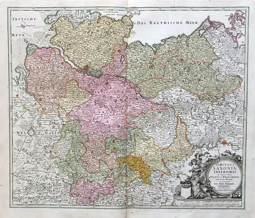 Circulus Saxoniae Inferioris im omnes suos Status et Principatus accurate divisus - Niedersachsen Hamburg Brem
