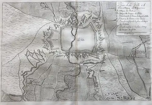 Plan de la Ville et des attaques de Haguenau - Hagenau Haguenau Alsace Elsass gravure Karte map Plan