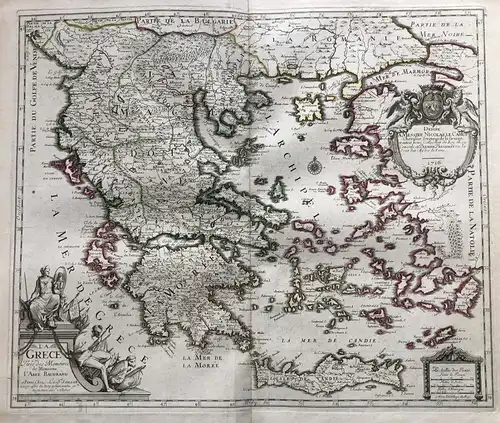 La Grece tirée des Memoires de Monsieur l'Abbé Baudrand - Griechenland Greece Crete Archipel Karte map Kupfers