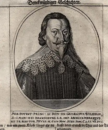 Georgius Wilhelm - Georg Wilhelm von Brandenburg (1595-1640) Markgraf Herzog Preussen Kleve Portrait Kupfersti