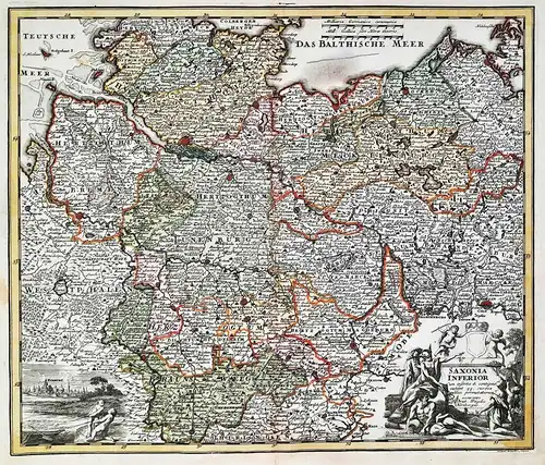 Saxonia Inferior - Niedersachsen Bremen Hamburg Mecklenburg Nordrhein-Westfalen Karte map