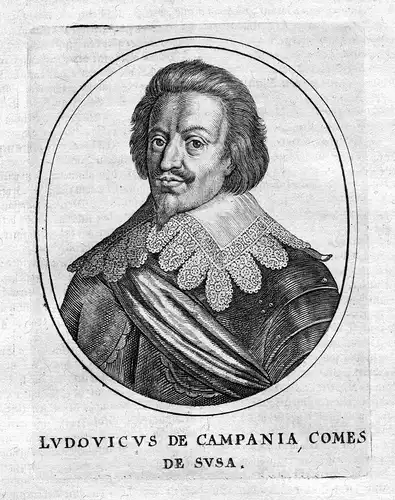 Ludovicus de Campania - Louis de Champagne comte de la Suze (c.1573-1637) Portrait Kupferstich antique print