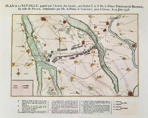 Plan de la Bataille, gagnée par l'Armée des Allie's, aux Ordres S. A. S. Mr. le Prince Ferdinand de Brunswic..